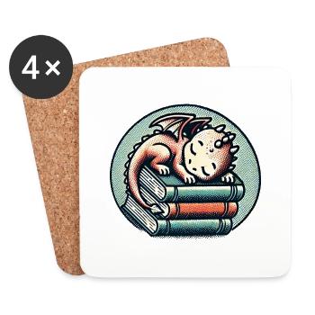 Baby Dragon Books - Coasters (set of 4) - white - Front