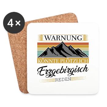 Erzgebirge warnung - Untersetzer (4er-Set) - Weiß - Vorne
