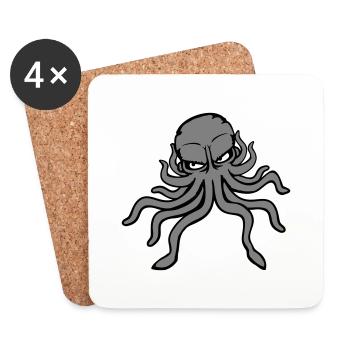 Oktopus Kraken Tintenfisch Kopffüßer böser Blick - Untersetzer (4er-Set) - Weiß - Vorne