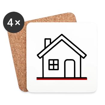 Icône de la maison - Dessous de verre (lot de 4) - blanc - Devant