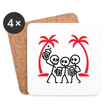 Squelette de fête de vacances - Dessous de verre (lot de 4) - blanc - Devant