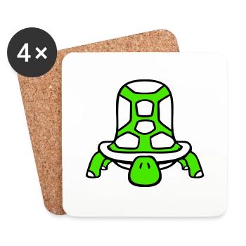Turtle cute cute big turtle shell - Coasters (set of 4) - white - Front
