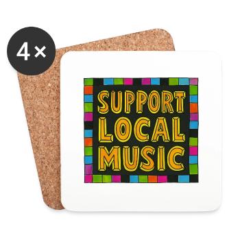 Soutenez la musique locale - Dessous de verre (lot de 4) - blanc - Devant