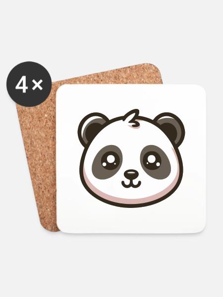 Pastellfarbenes Gesicht von Panda - Untersetzer (4er-Set) - Weiß