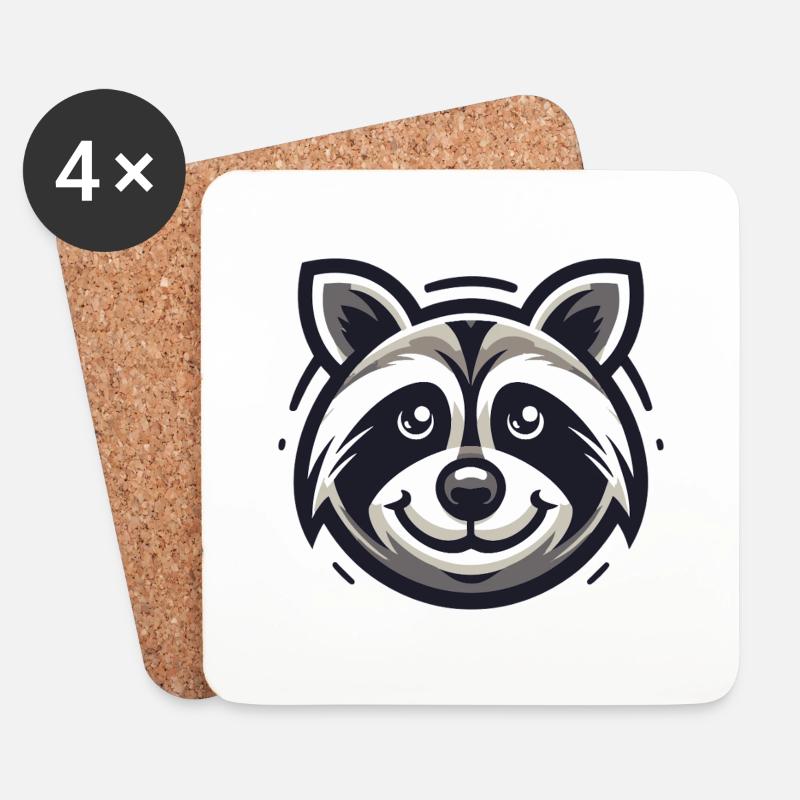 Waschbär Nachtfänger - Untersetzer (4er-Set) - Weiß
