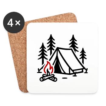 Tente Feu de camp Nature - Dessous de verre (lot de 4) - blanc - Devant