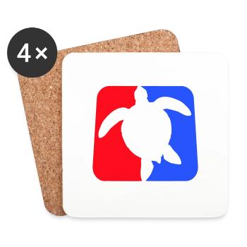 Tortue d’eau sport logo rouge bleu icône cool - Dessous de verre (lot de 4) - blanc - Devant