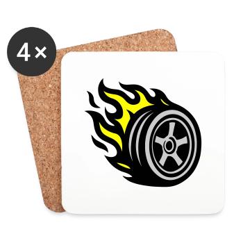 Tire Flame - Coasters (set of 4) - white - Front