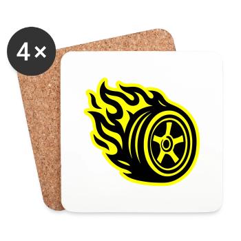 Voiture Tire Flame - Dessous de verre (lot de 4) - blanc - Devant