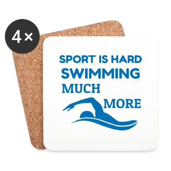 Nageur passionné - Le sport est une citation difficile - Dessous de verre (lot de 4) - blanc - Devant