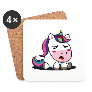 Bébé licorne - Dessous de verre (lot de 4) - blanc - Devant