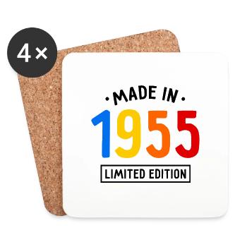 Fabriqué en 1955 - Edition limitée - Année de naissance - Dessous de verre (lot de 4) - blanc - Devant