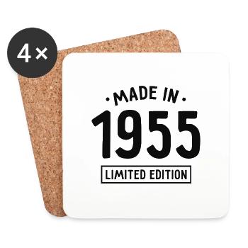 Fabriqué en 1955 - Edition limitée - Année de naissance - Dessous de verre (lot de 4) - blanc - Devant