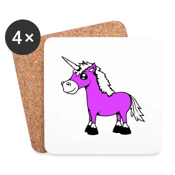 licorne sourit assez sympathique cheval de dessin animé - Dessous de verre (lot de 4) - blanc - Devant
