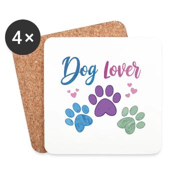 Amoureux des chiens - patte de chien - Dessous de verre (lot de 4) - blanc - Devant