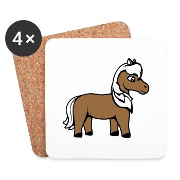 Pferd Süß Pony Fohlen Pferdemädchen Niedlich Comic - Untersetzer (4er-Set) - Weiß - Vorne
