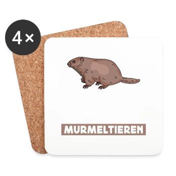 Keine Zeit! Ich muss zu den Murmeltieren Nagetier - Untersetzer (4er-Set) - Weiß - Vorne