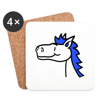 Cheval Mignon Poney Poulain Cheveux longs Mignon Bande dessinée - Dessous de verre (lot de 4) - blanc - Devant