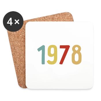 Fabriqué en 1978 - Edition limitée - Année de naissance - Dessous de verre (lot de 4) - blanc - Devant
