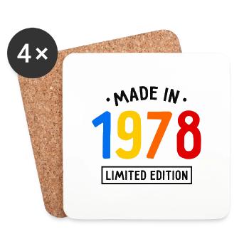 Fabriqué en 1978 - Edition limitée - Année de naissance - Dessous de verre (lot de 4) - blanc - Devant