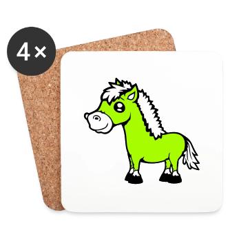 Pferd steht Reiter Cartoon reiten süß Comic Cool - Untersetzer (4er-Set) - Weiß - Vorne