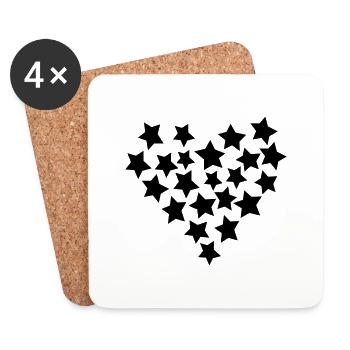 coeur étoile - Dessous de verre (lot de 4) - blanc - Devant