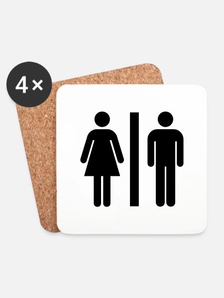 Toilet,Man,Woman,Love - Coasters (set of 4) - white