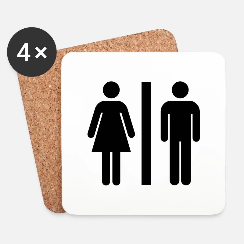 WC - Toilette - Mann - Frau - Untersetzer (4er-Set) - Weiß