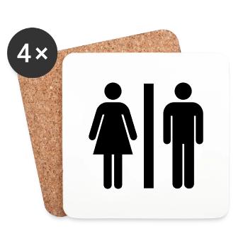 Signe de toilette - Dessous de verre (lot de 4) - blanc - Devant