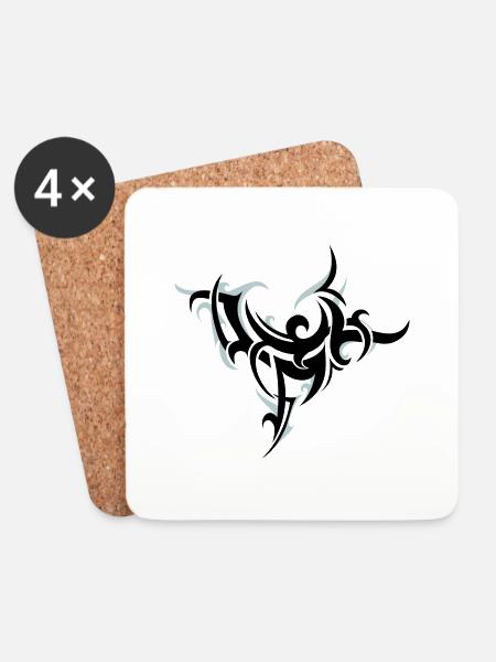 Tribal 2 - Untersetzer (4er-Set) - Weiß