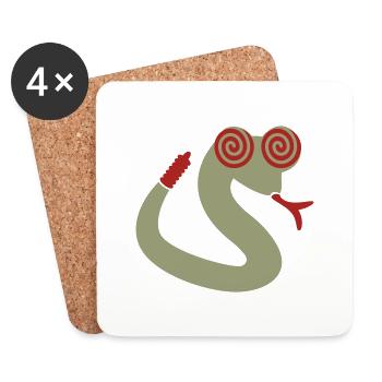Swirly eyed snake / Schlange mit Spiralaugen (2c) - Coasters (set of 4) - white - Front