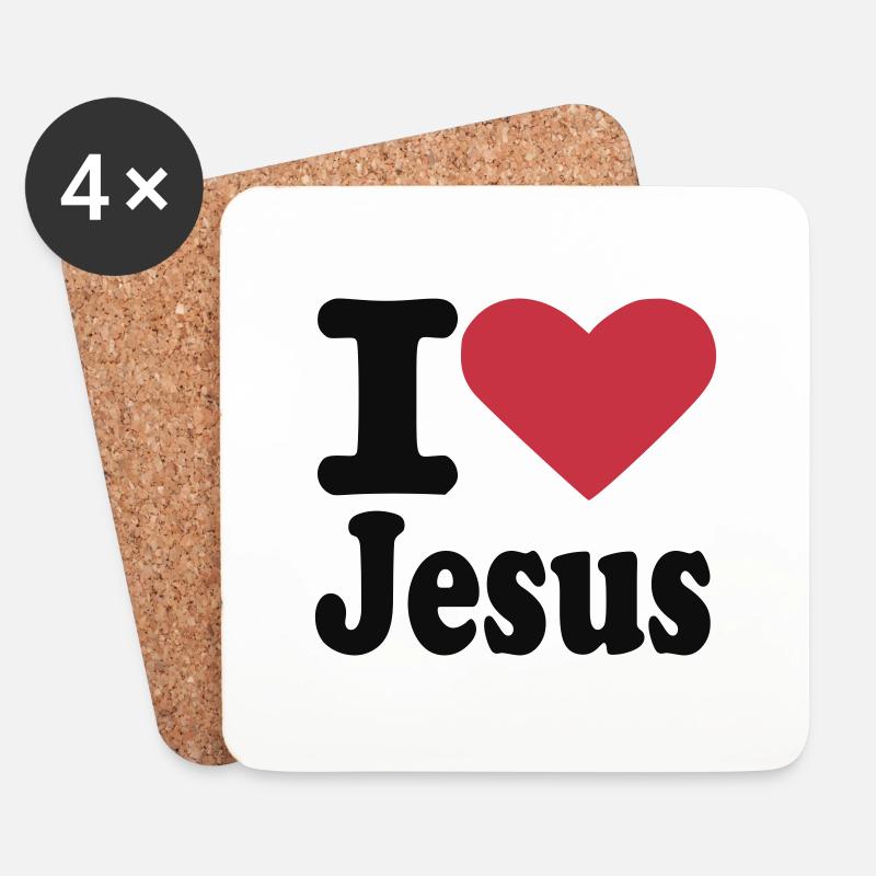 I love Jesus - Untersetzer (4er-Set) - Weiß