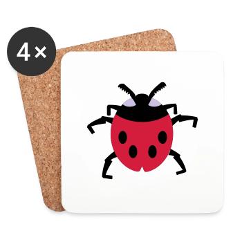 Marienkäfer / ladybug (3c) - Untersetzer (4er-Set) - Weiß - Vorne