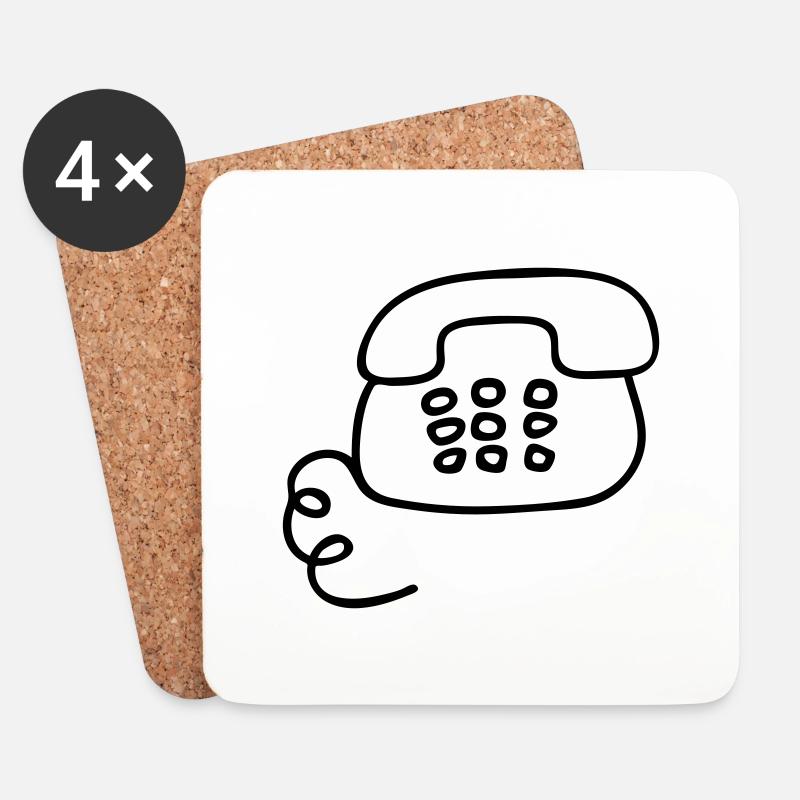 Telefon retro - Line - Untersetzer (4er-Set) - Weiß