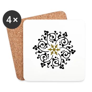 Orientalisches Blumen-Ornament / oriental flower - Untersetzer (4er-Set) - Weiß - Vorne