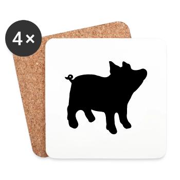schwein - Untersetzer (4er-Set) - Weiß - Vorne