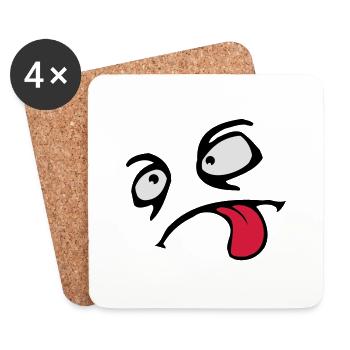 Funny Comic Face Cool Tongue Stick Out - Coasters (set of 4) - white - Front