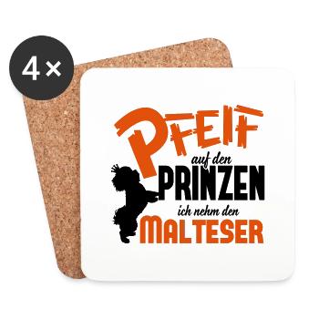 Hundeshirt: Ich nehm den Malteser - Untersetzer (4er-Set) - Weiß - Vorne