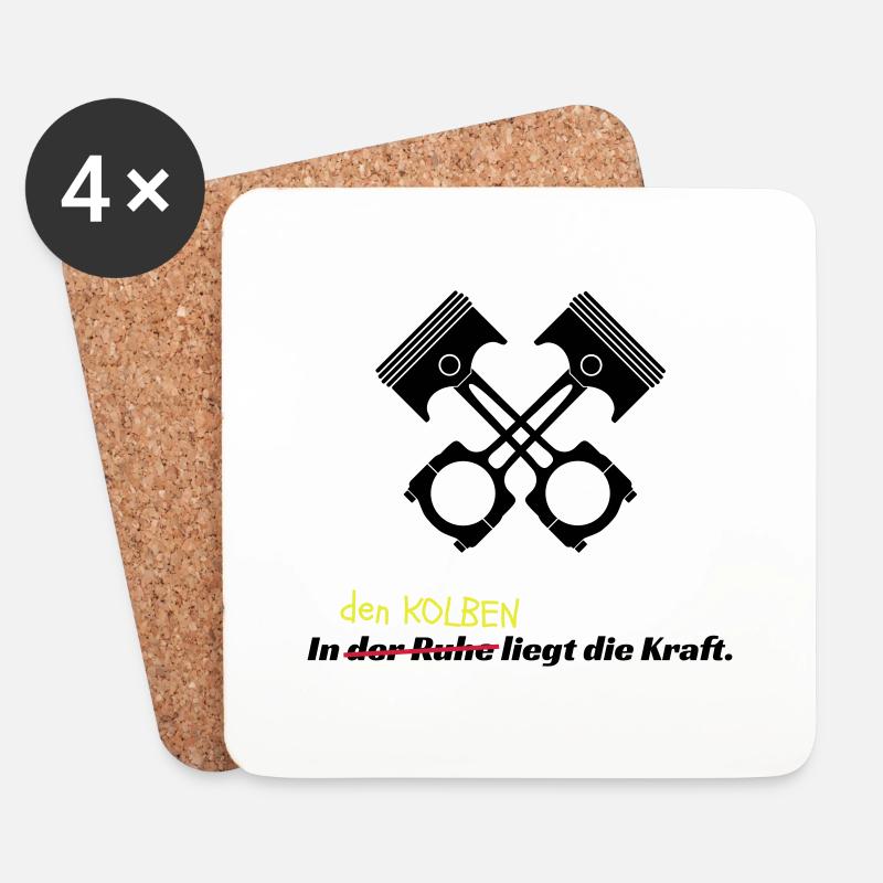Motorsport Kolben Racing - Untersetzer (4er-Set) - Weiß