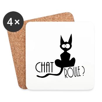 chat roule ? - Dessous de verre (lot de 4) - blanc - Devant