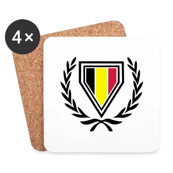 Belgium (Coat of Arms & laurel wreath) - Coasters (set of 4) - white - Front
