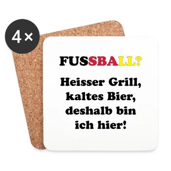 Fussball? Grillen & Bier! - Untersetzer (4er-Set) - Weiß - Vorne