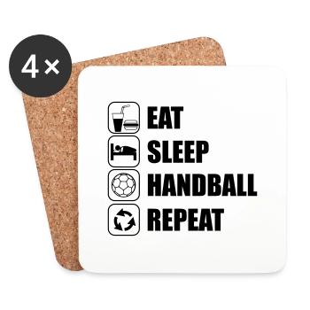 EAT SLEEP HANDBALL - Untersetzer (4er-Set) - Weiß - Vorne