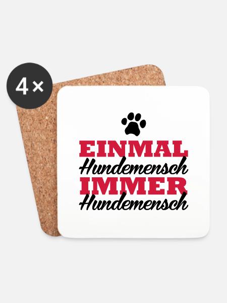 Einmal Hundemensch. Immer Hundemensch - Untersetzer (4er-Set) - Weiß