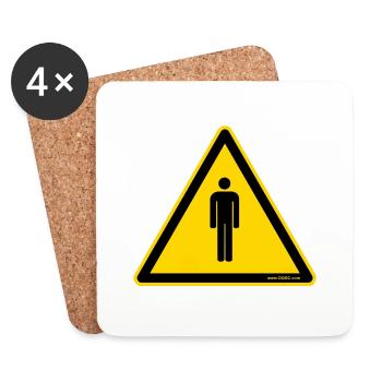 Warning Sign people - Coasters (set of 4) - white - Front