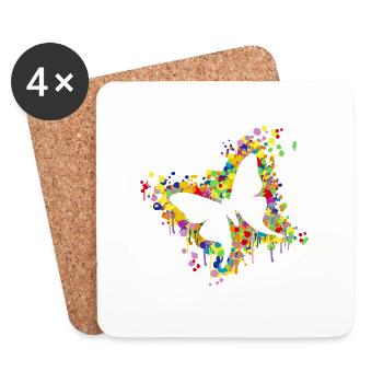 Schmetterling Splash - Untersetzer (4er-Set) - Weiß - Vorne