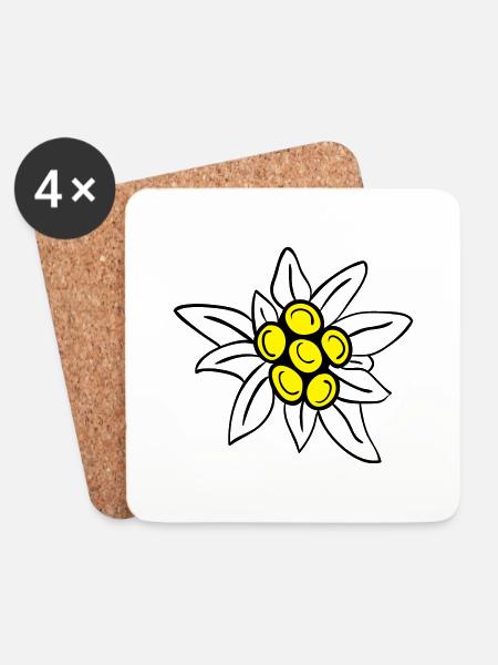 Edelweiss - Untersetzer (4er-Set) - Weiß