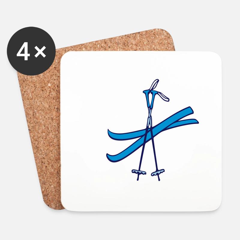 Ski - Untersetzer (4er-Set) - Weiß