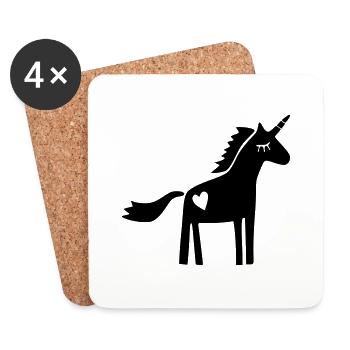 Einhorn Scherenschnitt - Untersetzer (4er-Set) - Weiß - Vorne