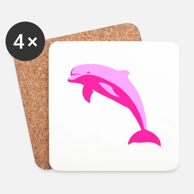 Pink dolphin - Untersetzer (4er-Set) - Weiß
